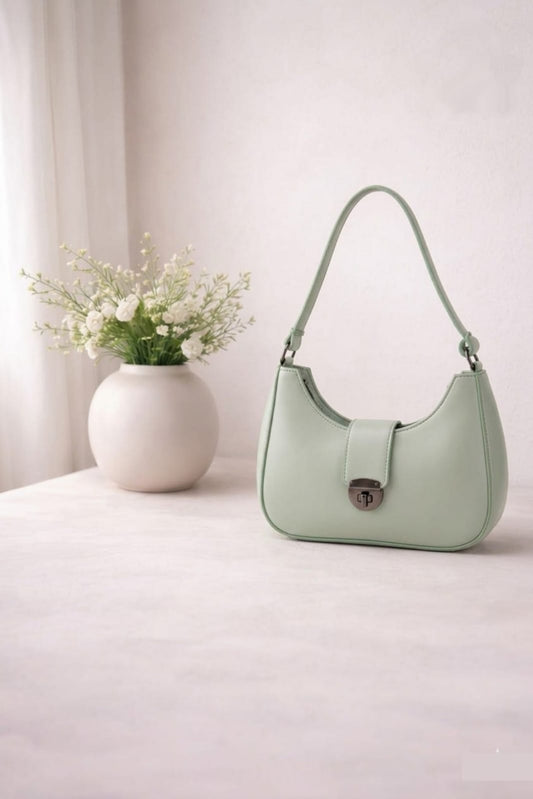 Luna Lock Shoulder Bag – Minimalist Design with Metallic Clasp